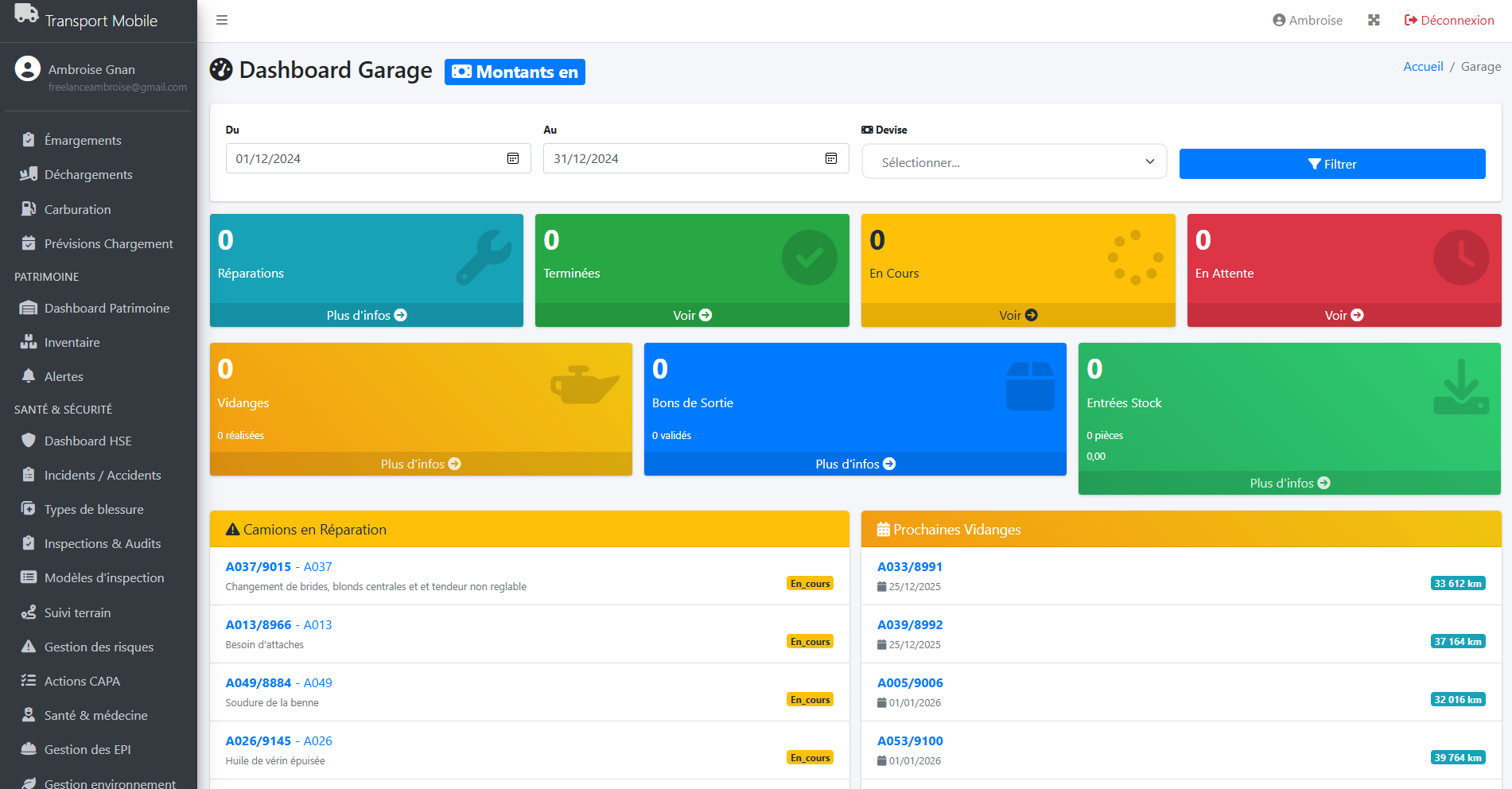 Développement et déploiement sur mesure d'un ERP de gestion des flottes et de la production et de gestion d'entreprise de transport de minerai