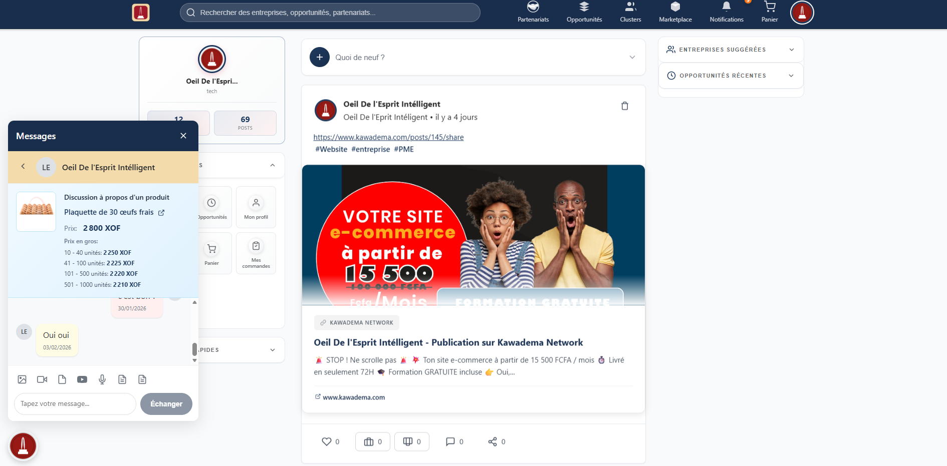 Projet : KAWADEMA NETWORK Marketplace